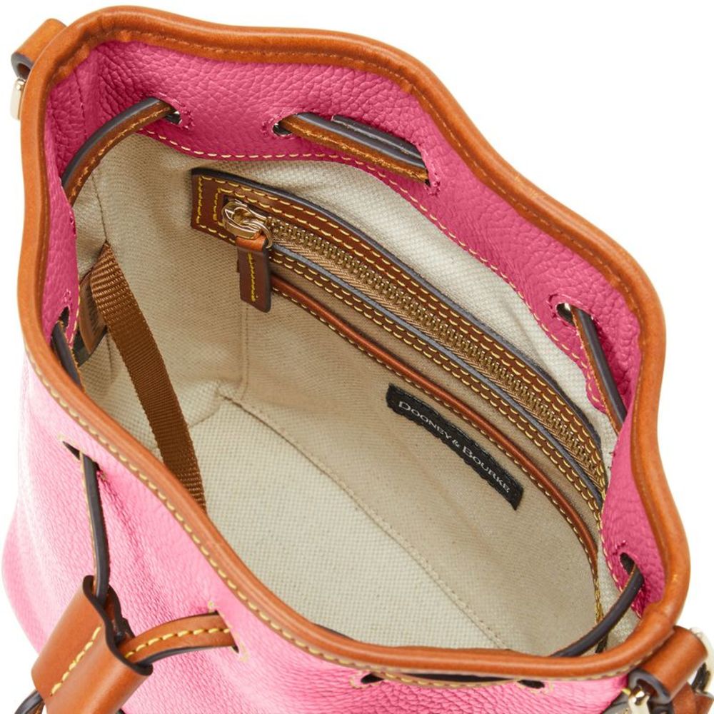 Dooney & Bourke Pebble Grain Small Drawstring Shoulder Bag - Hot Pink - Picture 3 of 4
